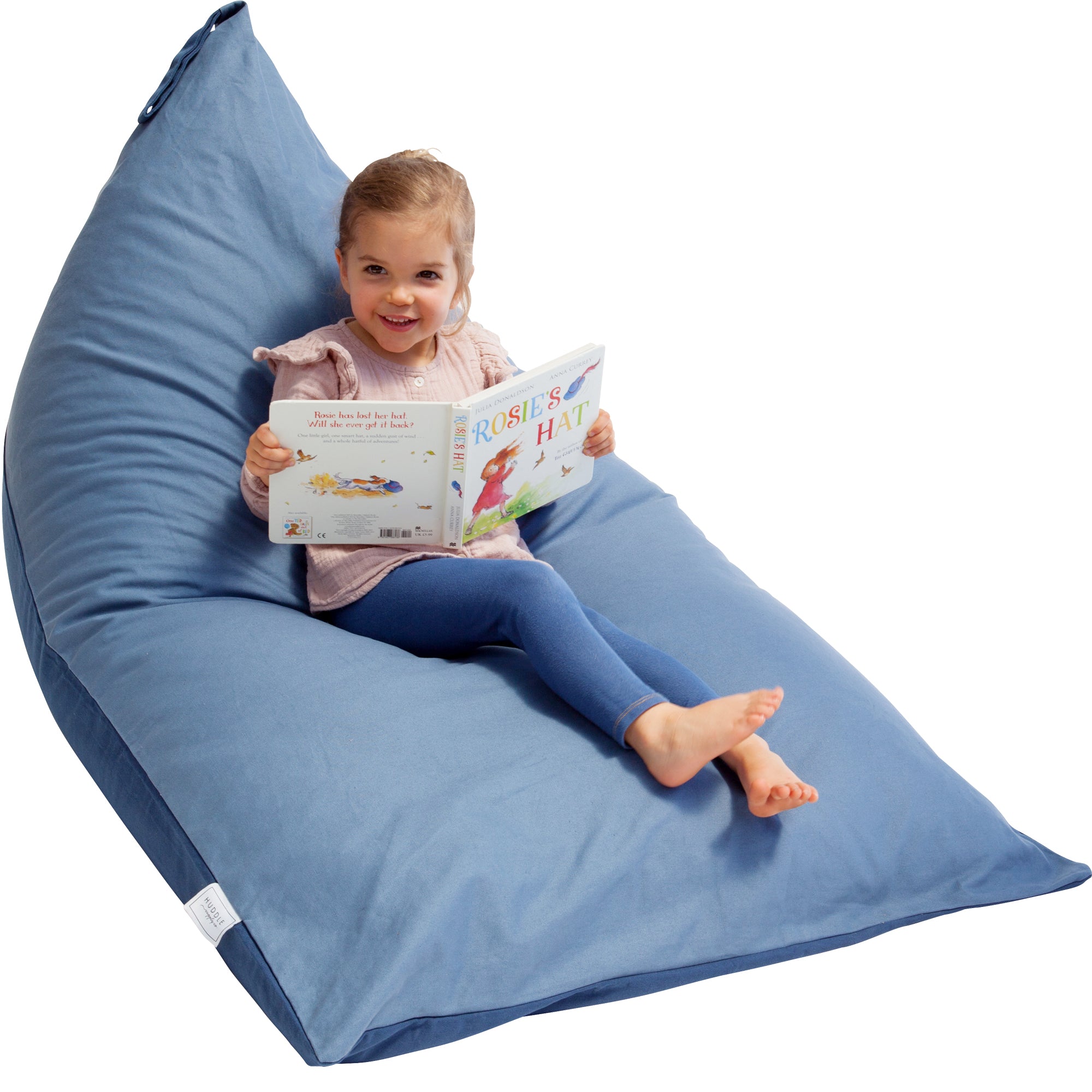 Huddle Original Stuffed Animal Storage Chair Washable Bean Bag Cover (No Filler) for the Perfect Kids Bean Bag Chair. XL Bean Bag Stuffed Animal Storage Bags | Store 100+ Toys 100% Cotton Blue Denim