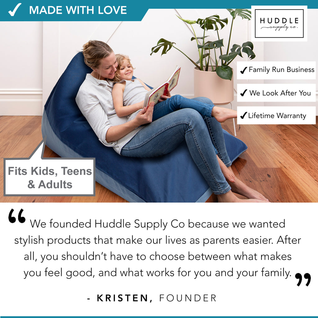 Huddle Original Stuffed Animal Storage Chair Washable Bean Bag Cover (No Filler) for the Perfect Kids Bean Bag Chair. XL Bean Bag Stuffed Animal Storage Bags | Store 100+ Toys 100% Cotton Blue Denim