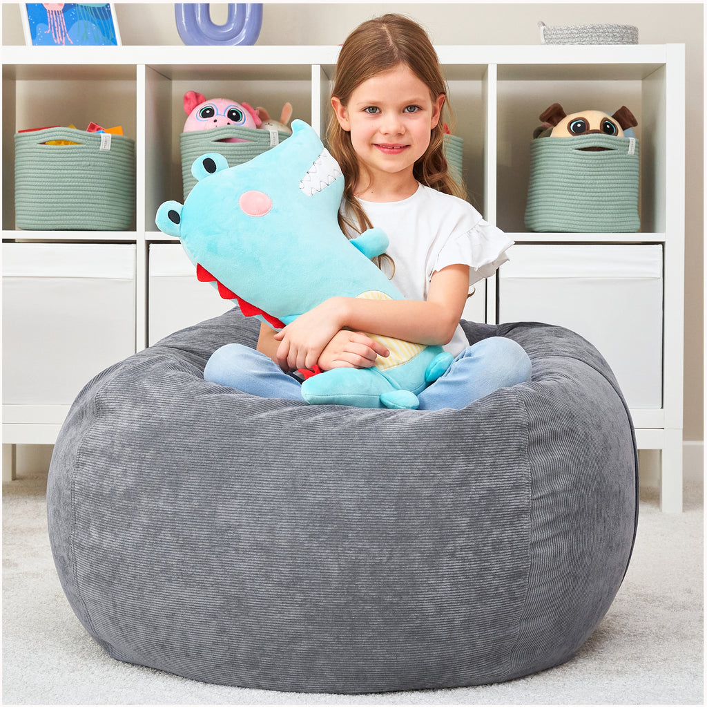 Huddle Original Cover for Stuffed Animal Bean Bag Storage Washable Designer XL Bean Bag for Stuffed Animals Storage Premium Stuffable Bag for Kids| Wide Strong Zipper and Handle, Thick Corduroy