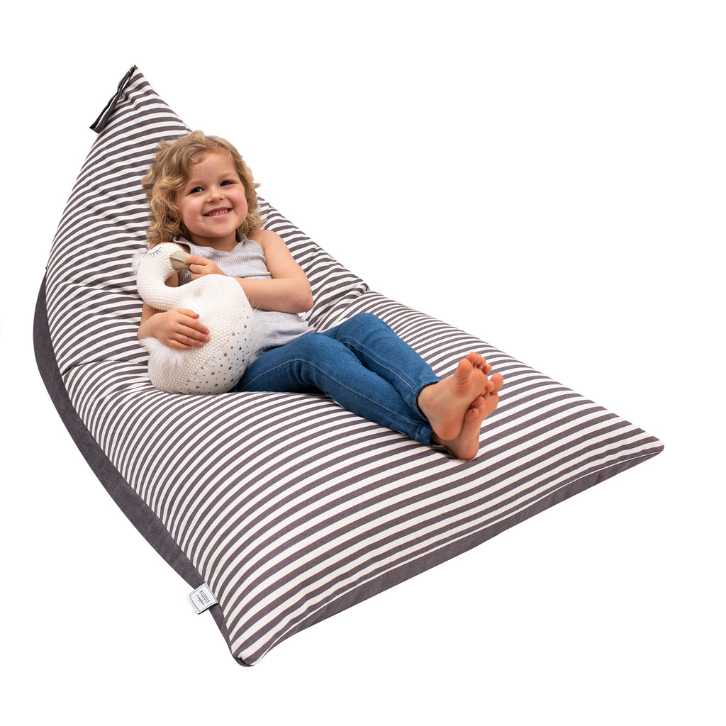 Huddle Original Cover for Stuffed Animal Bean Bag Storage (No Filler) Large Designer Beanbag Chair for Kids & Adults | Instant Stylish Clutter Clear - 100% Cotton Stuffed Animal Storage Chair Grey