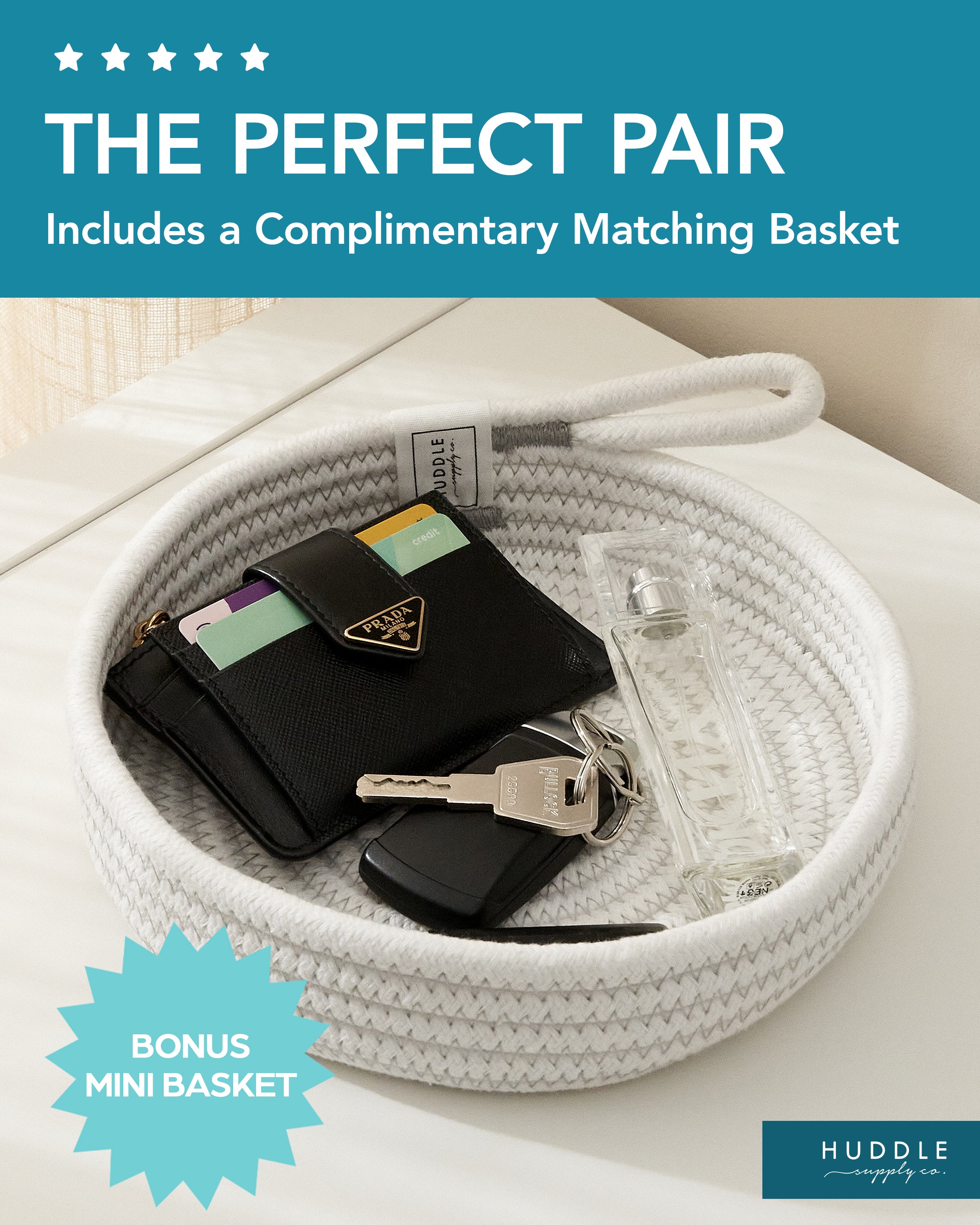 Huddle XXXLarge WASHABLE Blanket Basket for Living Room,Toys Storage, Baby Woven Decorative Soft Cotton Rope Big Blanket Basket+Mini Basket for Nursery, Dog Toys, Storage, Organization 22x14 Oatmeal